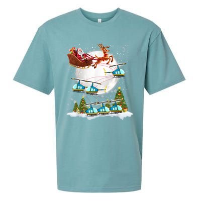 Helicopter Reindeer Santa's Sleigh Pilot Christmas Gift Sueded Cloud Jersey T-Shirt