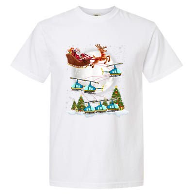 Helicopter Reindeer Santa's Sleigh Pilot Christmas Gift Garment-Dyed Heavyweight T-Shirt