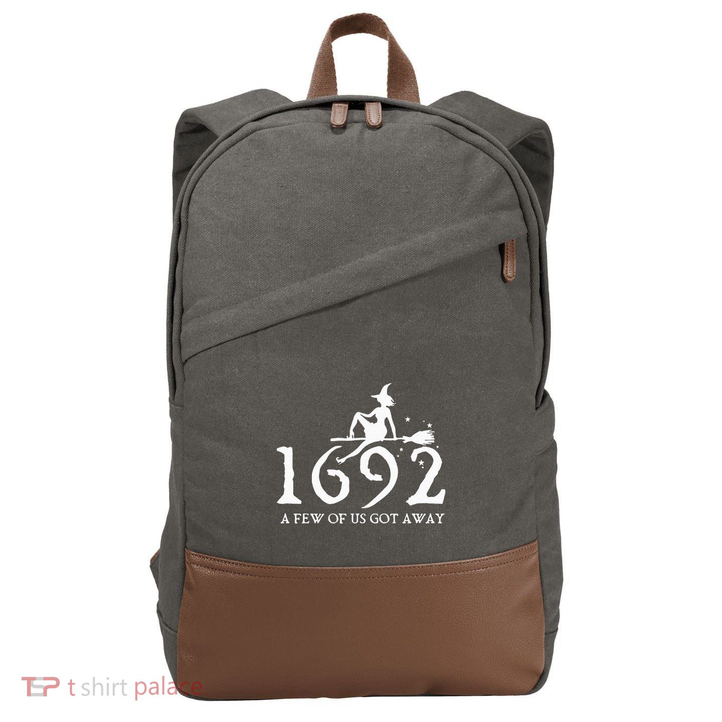 Halloween Retro Salem Witch 1692 A Few Of Us Got Away Cotton Canvas Backpack