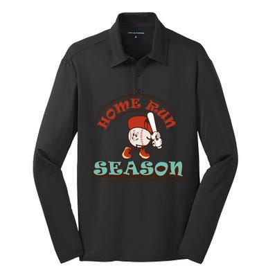 Home Run Season Perfect Gift For Siblings And Sports Fans Silk Touch Performance Long Sleeve Polo