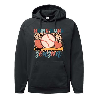 Home Runs Season Baseball Lover Baseball Player Leopard Game Day Performance Fleece Hoodie