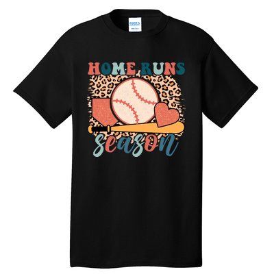 Home Runs Season Baseball Lover Baseball Player Leopard Game Day Tall T-Shirt