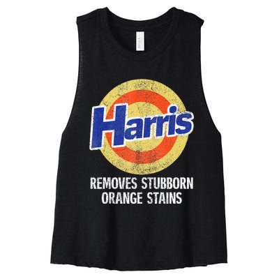 Harris Removes Stubborn Orange Stains Kamala Harris 2024 Women's Racerback Cropped Tank