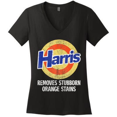 Harris Removes Stubborn Orange Stains Kamala Harris 2024 Women's V-Neck T-Shirt