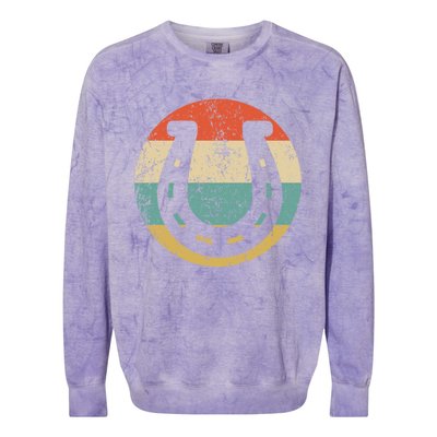 Horseshoe Retro Style Lucky Pullover Colorblast Crewneck Sweatshirt