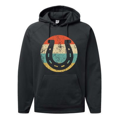 Horseshoe Retro Style Lucky Pullover Performance Fleece Hoodie