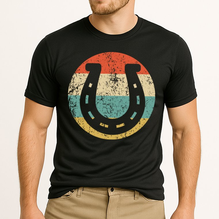 Horseshoe Retro Style Lucky Pullover Performance Shirt