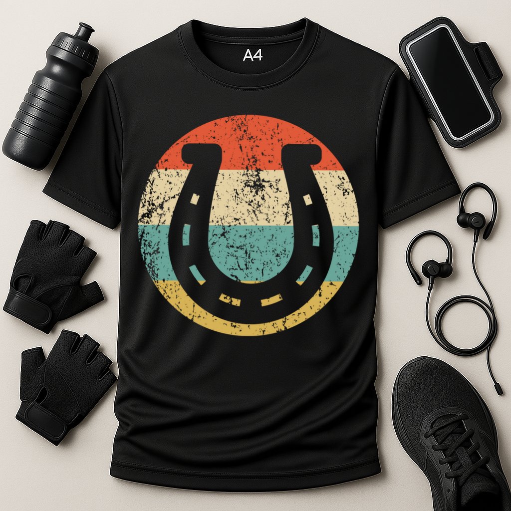 Horseshoe Retro Style Lucky Pullover Performance Shirt