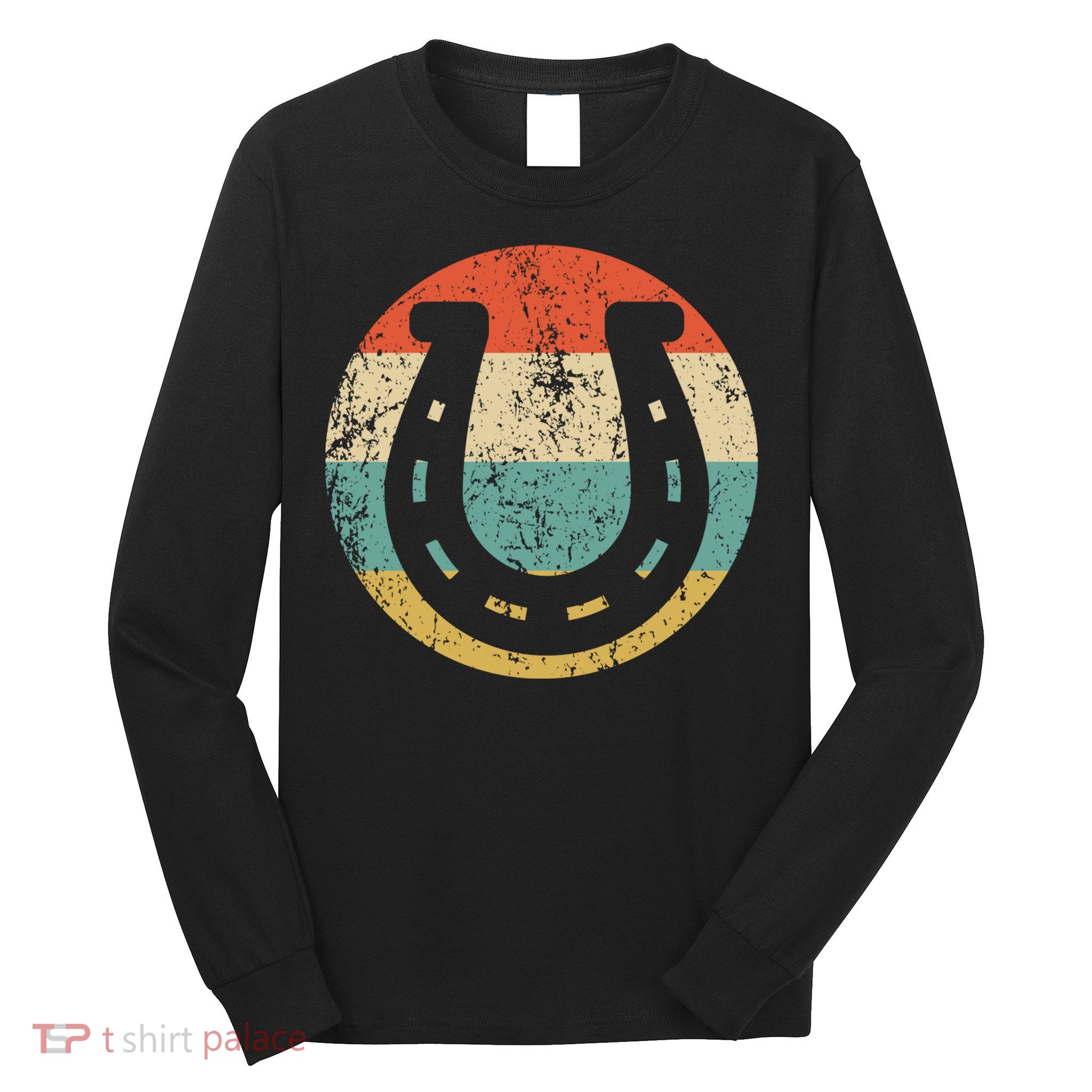 Horseshoe Retro Style Lucky Pullover Long Sleeve Shirt