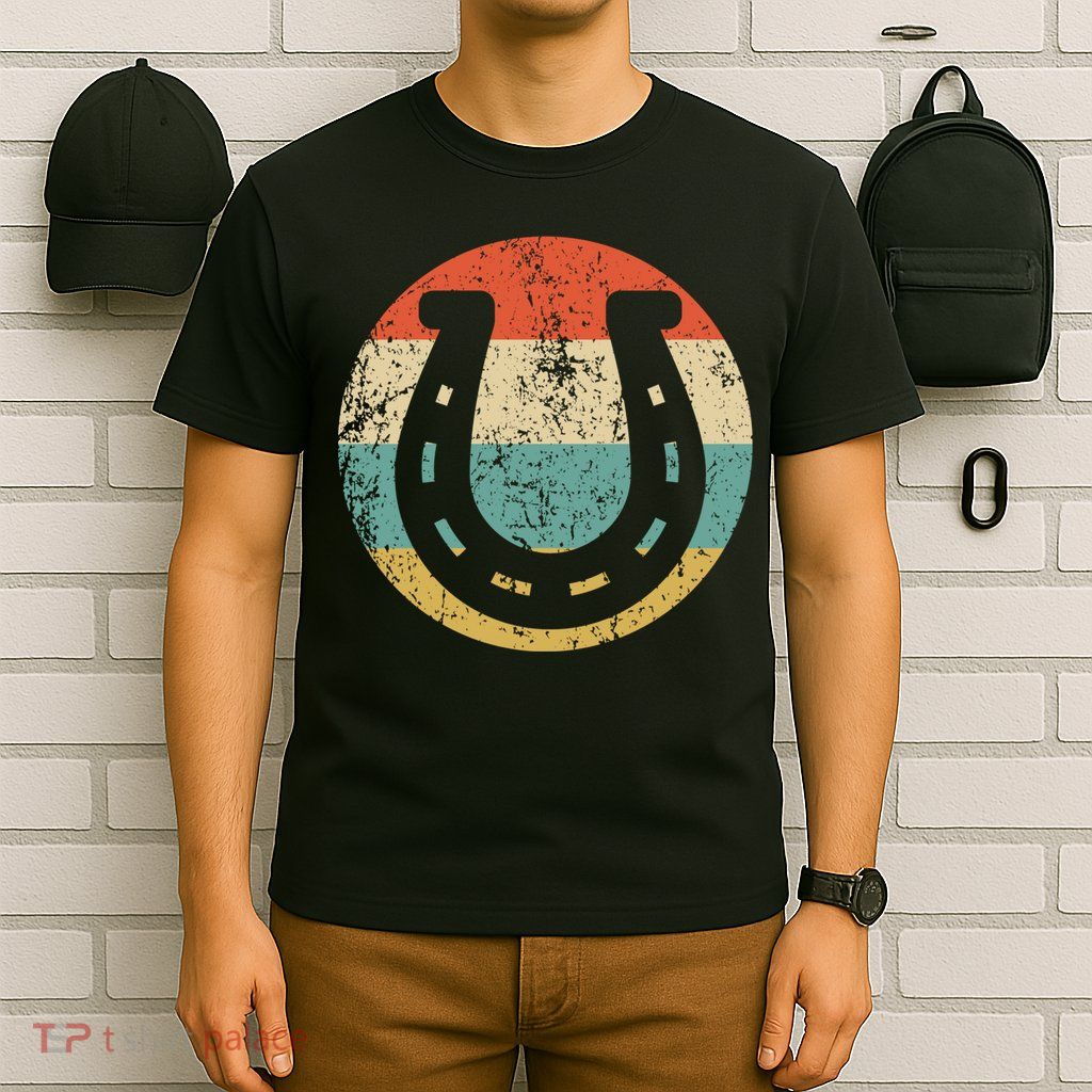 Horseshoe Retro Style Lucky Pullover T-Shirt