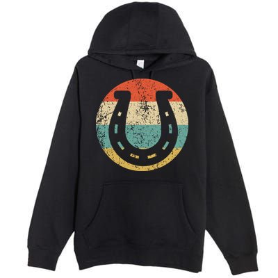 Horseshoe Retro Style Lucky Pullover Premium Pullover Hoodie