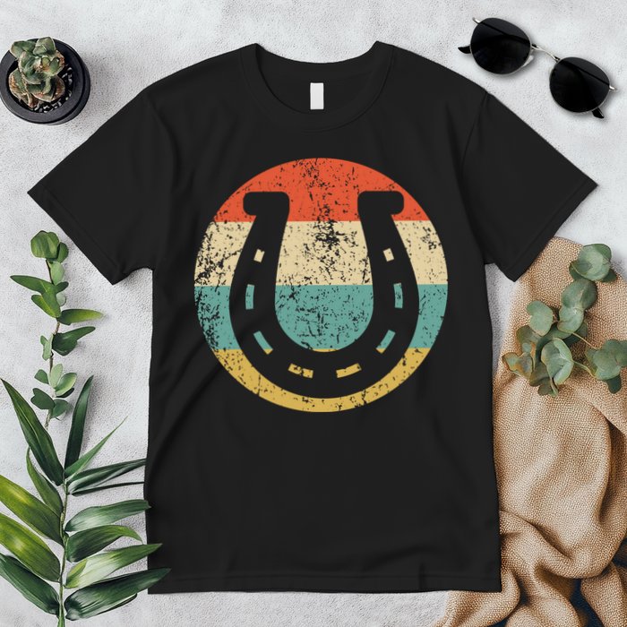 Horseshoe Retro Style Lucky Pullover Premium T-Shirt