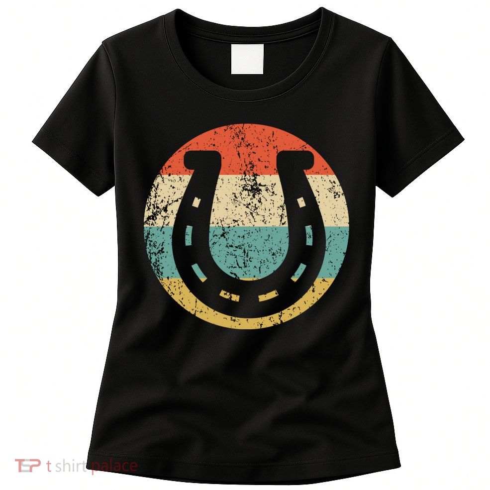 Horseshoe Retro Style Lucky Pullover Womens T-Shirt