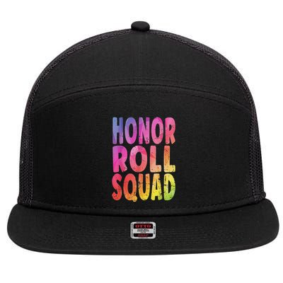 Honor Roll Squad Colorful Text Honor Roll Student 7 Panel Mesh Trucker Snapback Hat