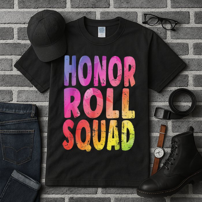 Honor Roll Squad Colorful Text Honor Roll Student Tall T-Shirt