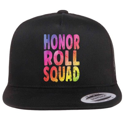 Honor Roll Squad Colorful Text Honor Roll Student Flatbill Hat