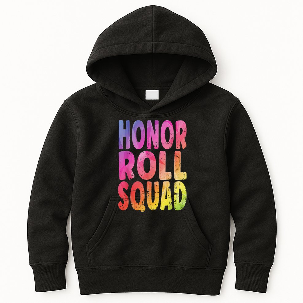 Honor Roll Squad Colorful Text Honor Roll Student Kids Hoodie