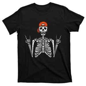 Halloween Rocker Skeleton Rock Hand Skater Cool T-Shirt