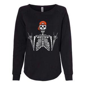 Halloween Rocker Skeleton Rock Hand Skater Cool Womens California Wash Sweatshirt