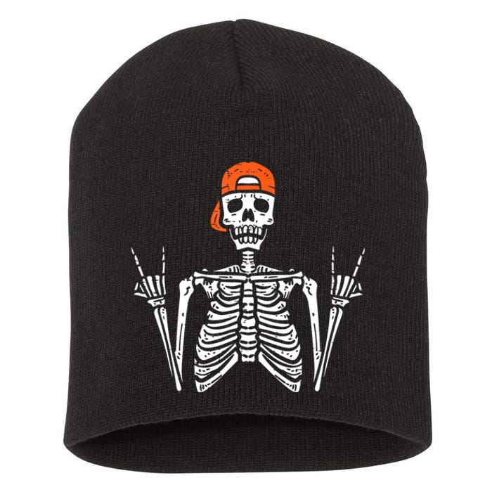 Halloween Rocker Skeleton Rock Hand Skater Cool Boy Short Acrylic Beanie