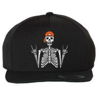 Halloween Rocker Skeleton Rock Hand Skater Cool Boy Wool Snapback Cap