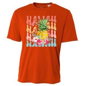 Hawaii Retro Tropical Pineapple Floral Cooling Performance Crew T-Shirt