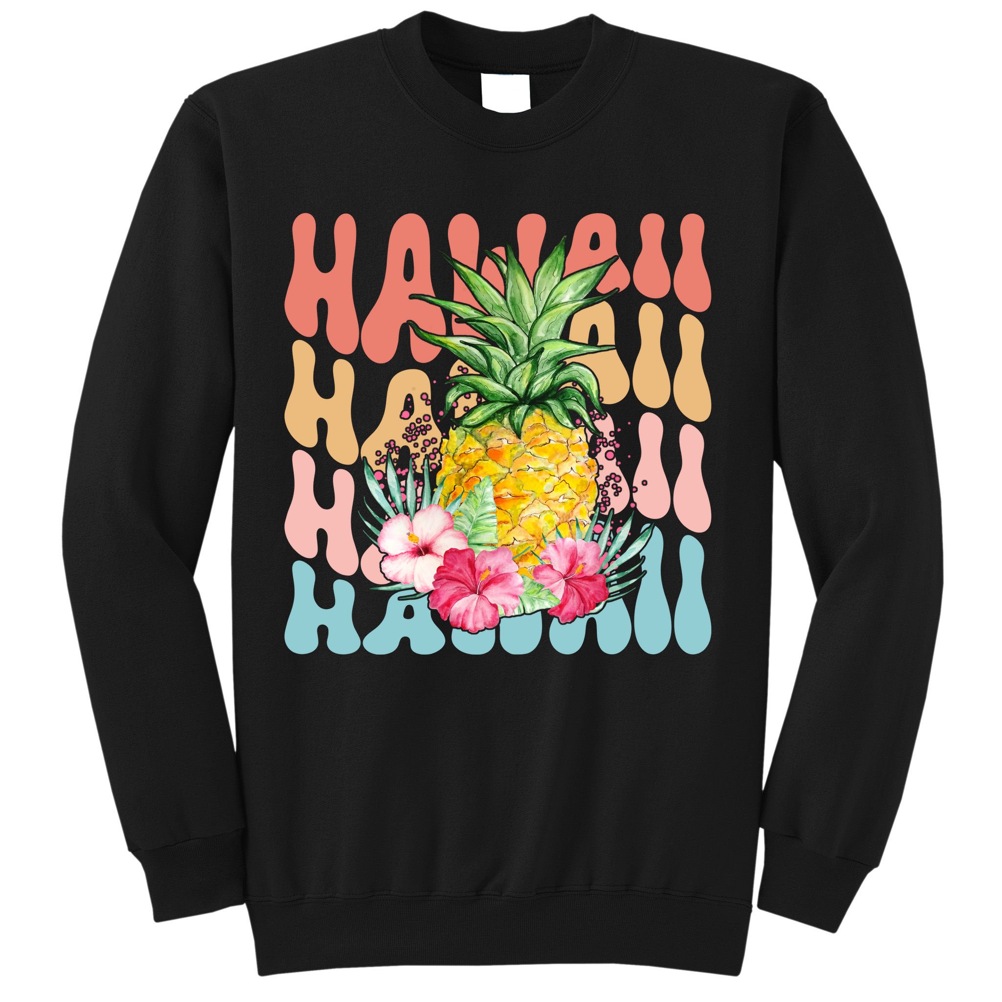 Hawaii Retro Tropical Pineapple Floral Sweatshirt