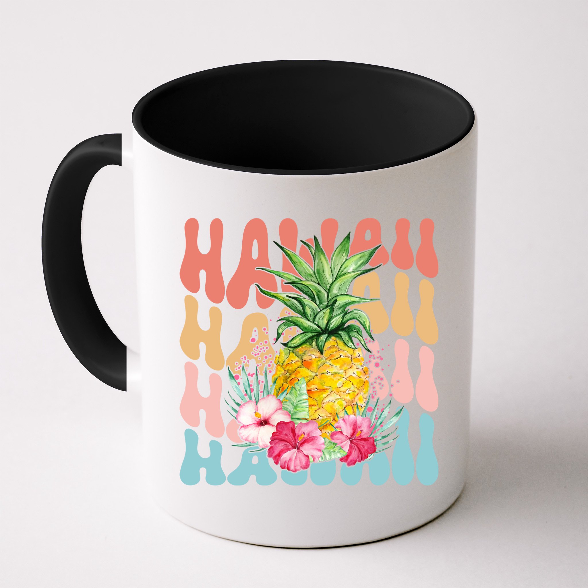 Hawaii Retro Tropical Pineapple Floral Mug