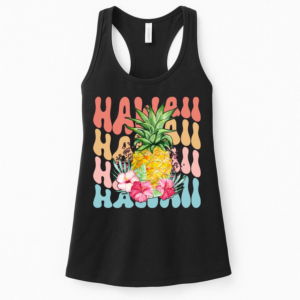 Hawaii Retro Tropical Pineapple Floral Womens Tank Top