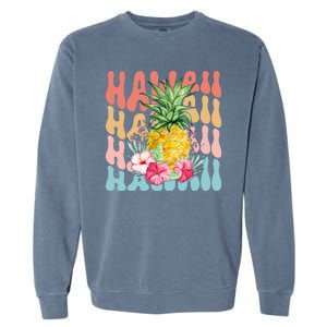 Hawaii Retro Tropical Pineapple Floral Garment-Dyed Sweatshirt