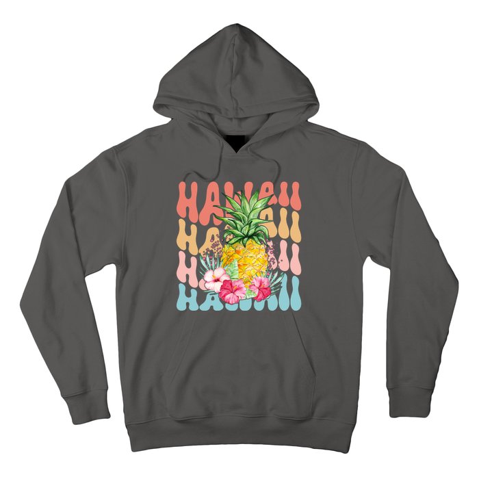 Hawaii Retro Tropical Pineapple Floral Hoodie