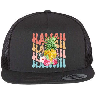 Hawaii Retro Tropical Pineapple Floral Flatbill Hat