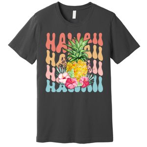 Hawaii Retro Tropical Pineapple Floral Premium T-Shirt