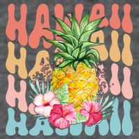 Hawaii Retro Tropical Pineapple Floral Womens T-Shirt
