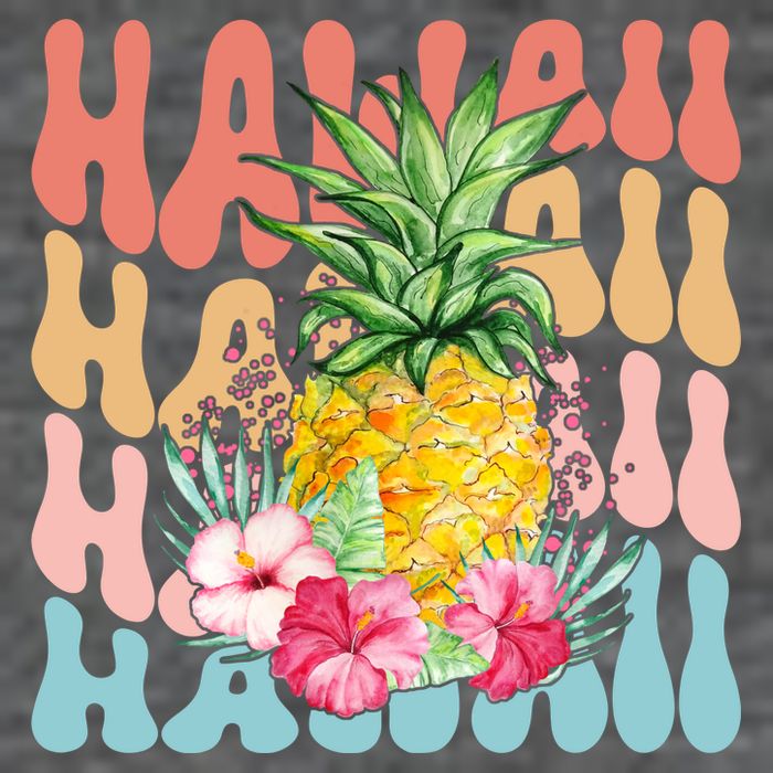 Hawaii Retro Tropical Pineapple Floral Womens T-Shirt