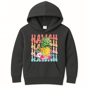 Hawaii Retro Tropical Pineapple Floral Kids Hoodie