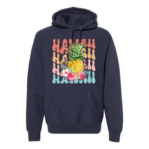 Hawaii Retro Tropical Pineapple Floral Premium Hoodie