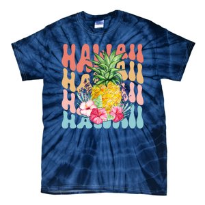 Hawaii Retro Tropical Pineapple Floral Tie-Dye T-Shirt