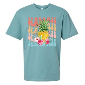 Hawaii Retro Tropical Pineapple Floral Sueded Cloud Jersey T-Shirt