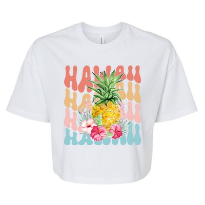 Hawaii Retro Tropical Pineapple Floral Bella+Canvas Jersey Crop Tee