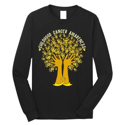 Handprint Ribbon Tree Childhood Cancer Awareness Long Sleeve Shirt