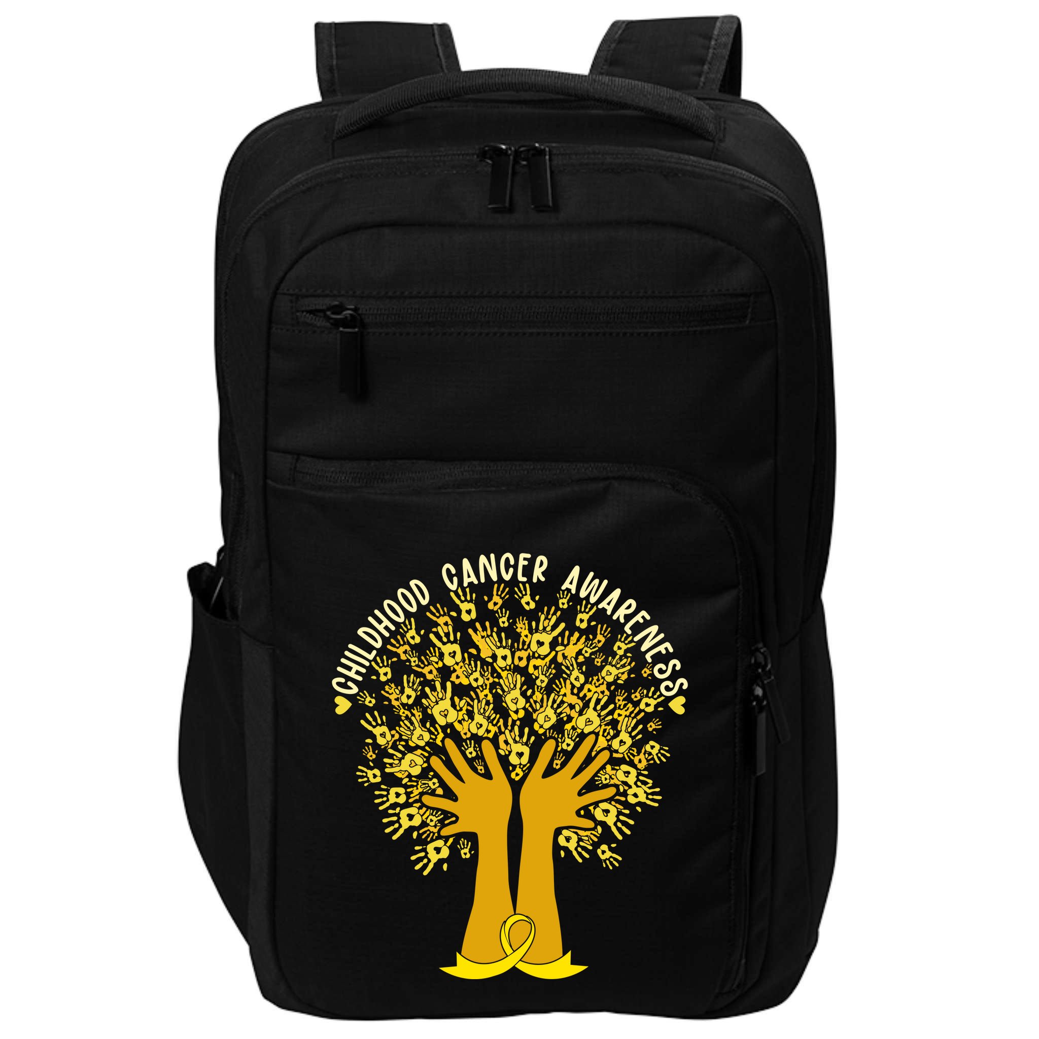 Handprint Ribbon Tree Childhood Cancer Awareness Impact Tech Backpack