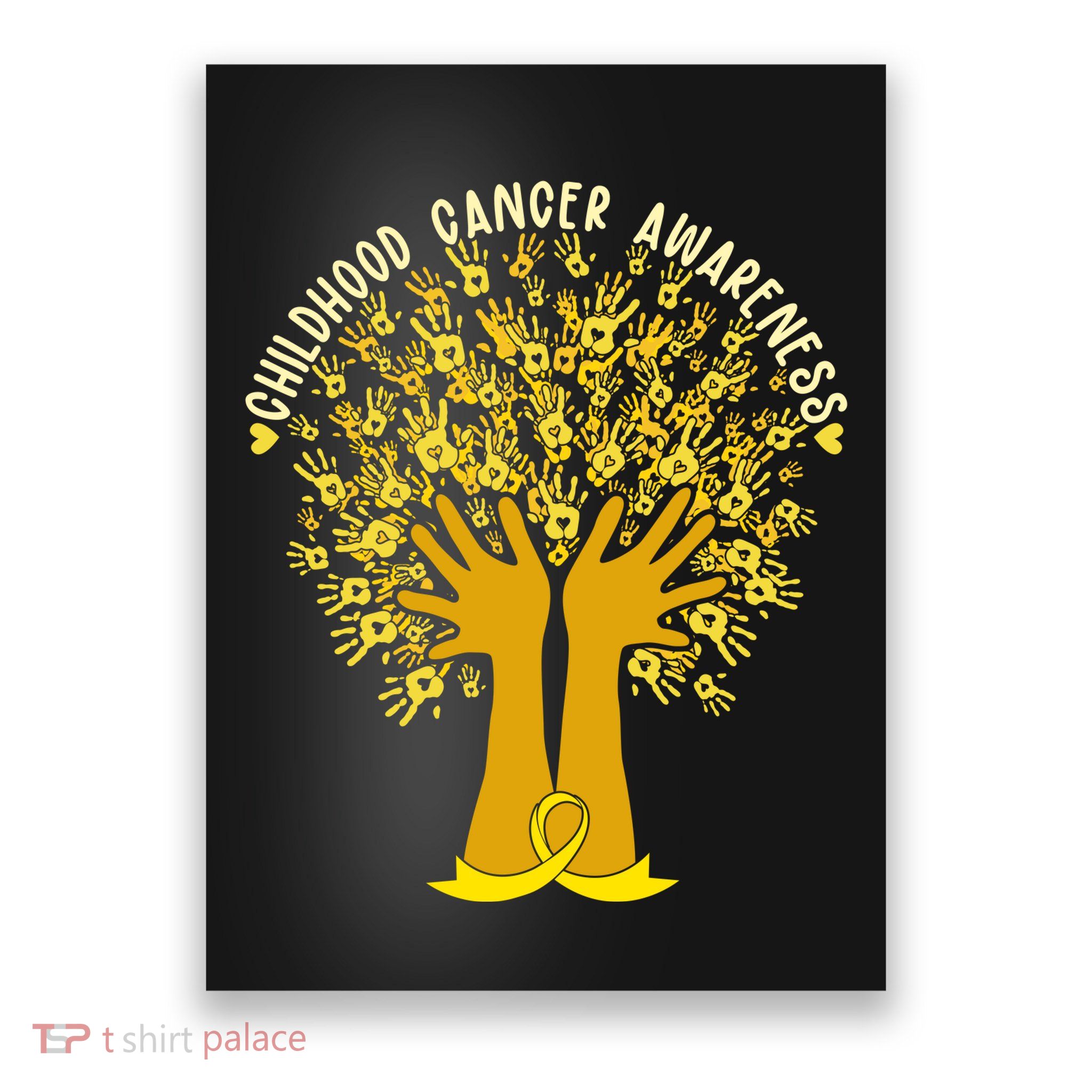 Handprint Ribbon Tree Childhood Cancer Awareness Poster