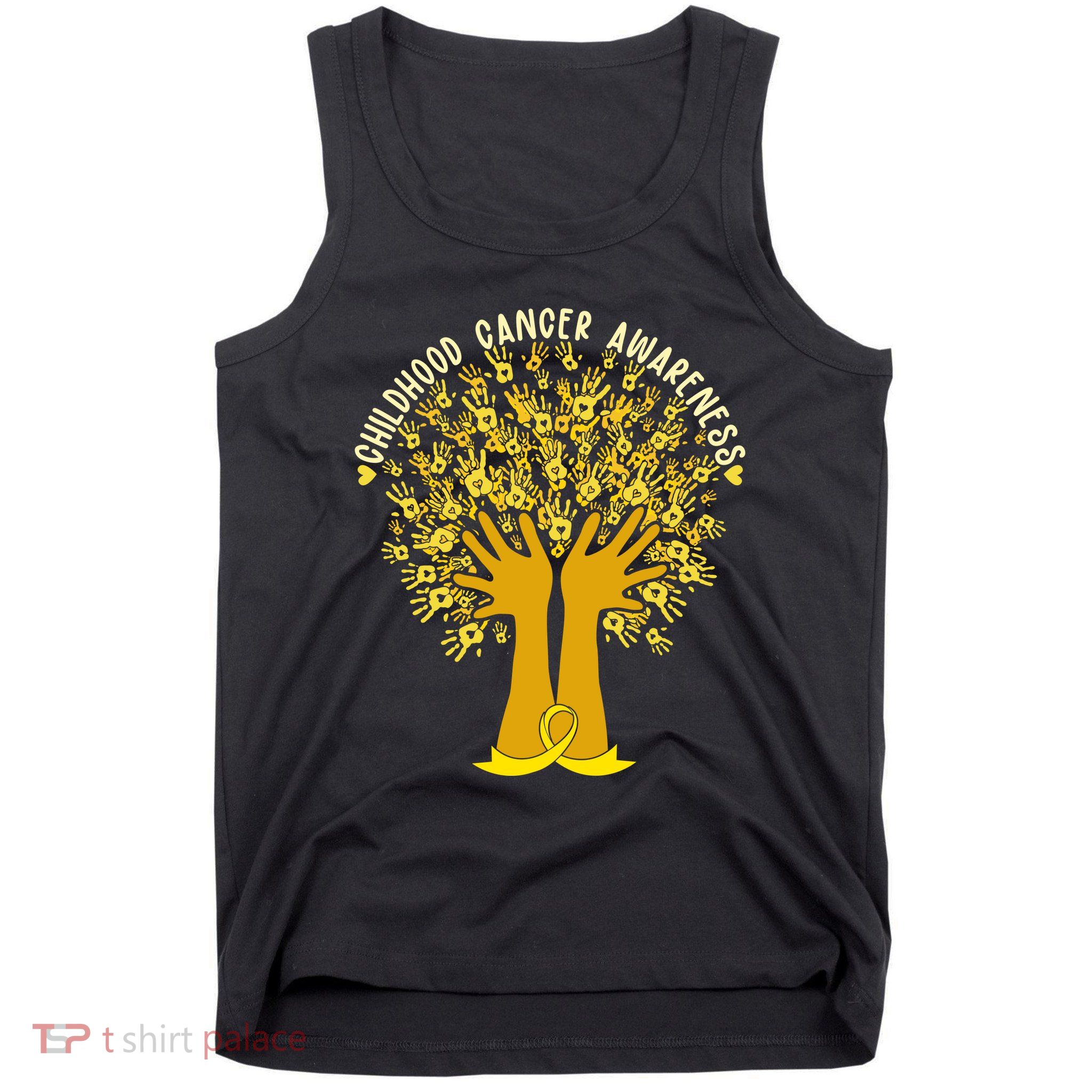 Handprint Ribbon Tree Childhood Cancer Awareness Tank Top