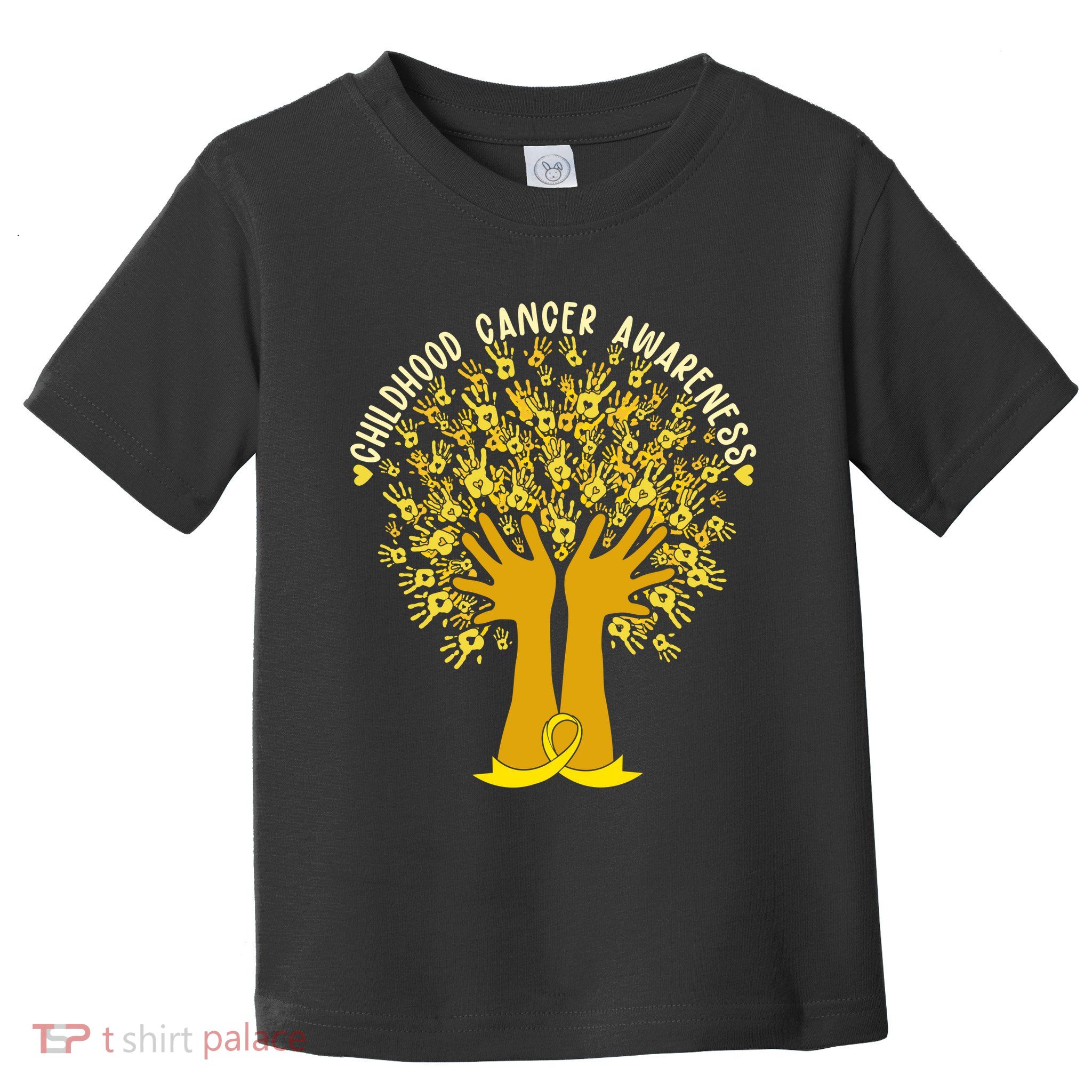Handprint Ribbon Tree Childhood Cancer Awareness Toddler T-Shirt
