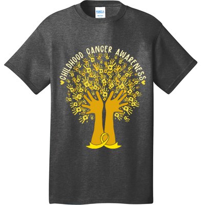 Handprint Ribbon Tree Childhood Cancer Awareness T-Shirt