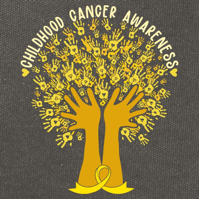 Handprint Ribbon Tree Childhood Cancer Awareness Cotton Canvas Backpack
