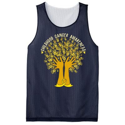 Handprint Ribbon Tree Childhood Cancer Awareness Mesh Reversible Basketball Jersey Tank