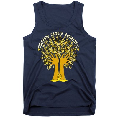 Handprint Ribbon Tree Childhood Cancer Awareness Tank Top