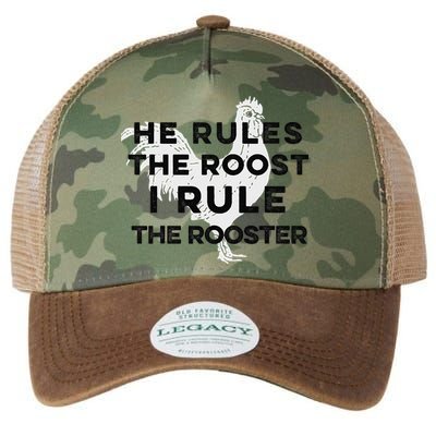 He Rules The Roost I Rule The Rooster Funny Boss Chickens Legacy Tie Dye Trucker Hat